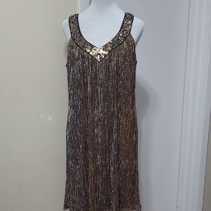 Donna Ricco Gold and Brown Sequin Mini Dress